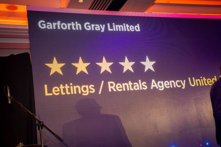 The awards screen showing Garforth Gray Limited, five stars, Lettings / Rentals Agency United Kingdom