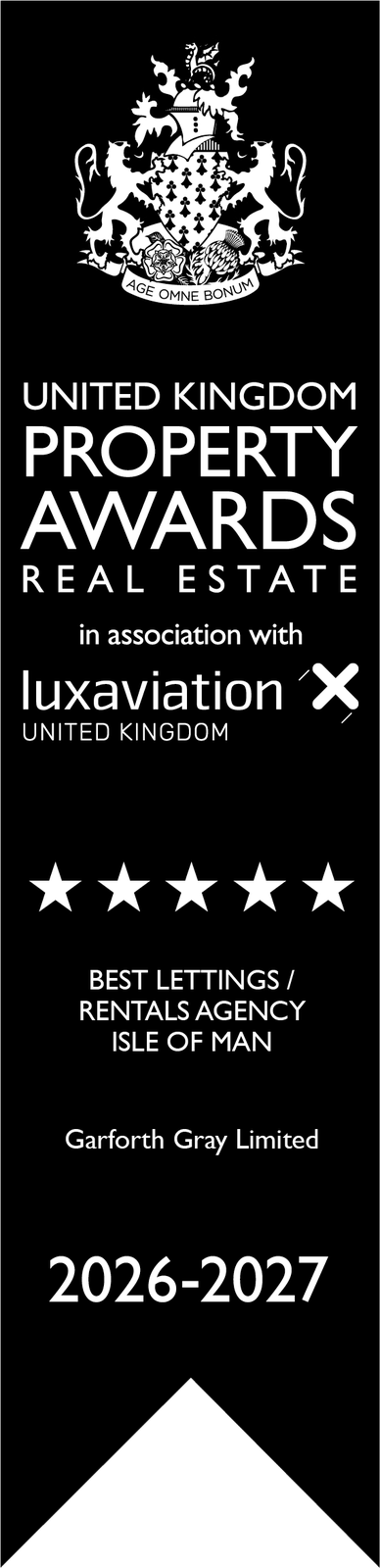 United Kingdom Property Awards five star ribbon 2026-2027: Best Lettings / Rentals Agency, Isle of Man