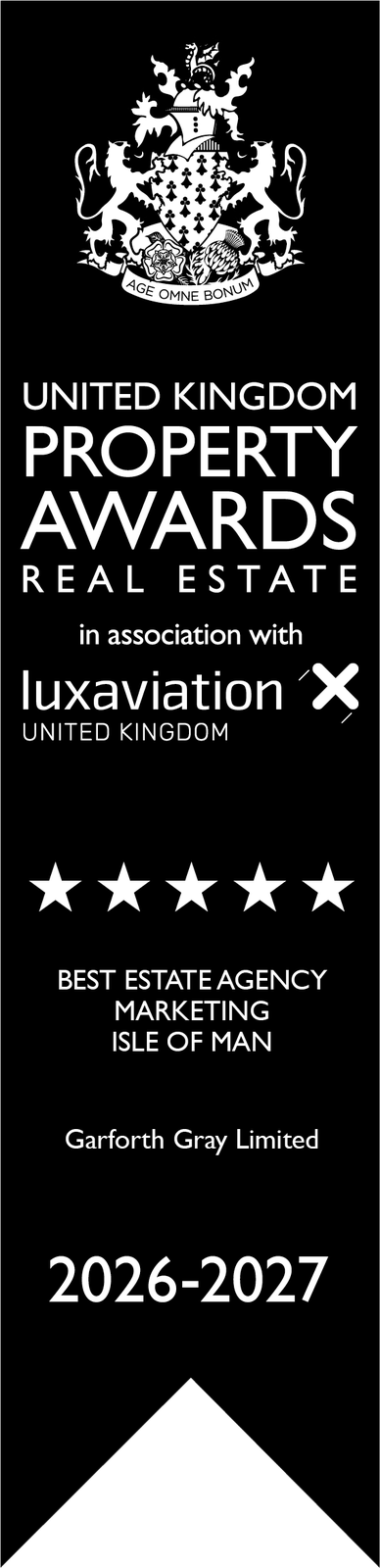 United Kingdom Property Awards five star ribbon 2026-2027: Best Estate Agency Marketing, Isle of Man